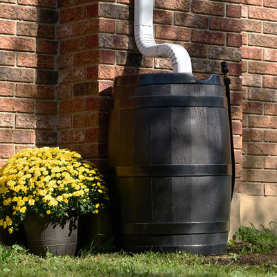 FCMP RC45 45 Gal Outdoor Rain Water Catcher Barrel Container, Grey (Open Box) - VMInnovations