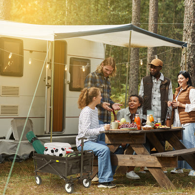 Seina Heavy Duty Compact Collapsible Outdoor Garden Camping Utility Wagon, Black - VMInnovations