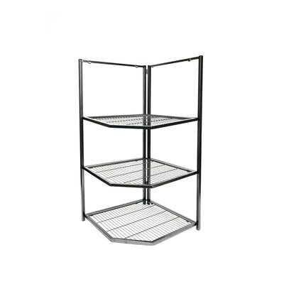 Origami 4 Tier Foldable Corner Shelving w/Wheels for Organization, Pewter (Used)