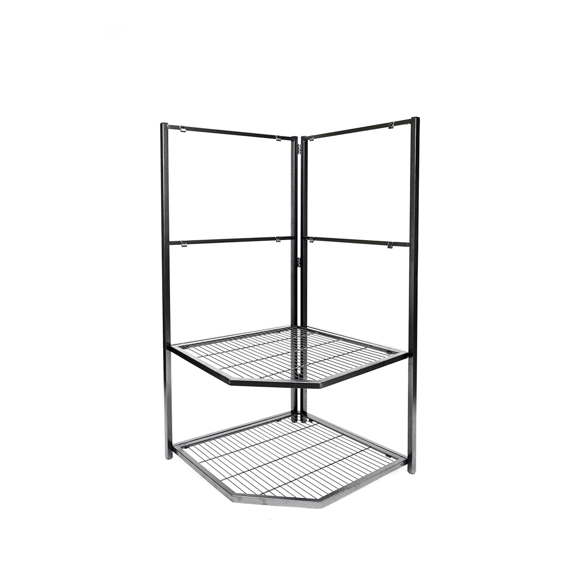 Origami 4 Tier Foldable Corner Shelving w/Wheels for Organization, Pewter (Used) - VMInnovations