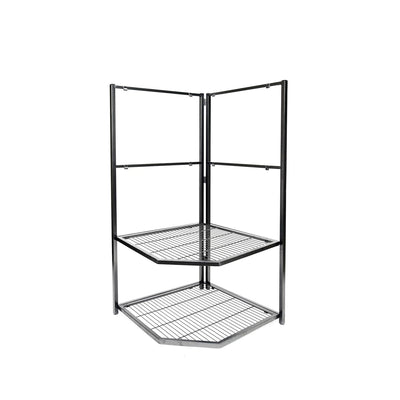 Origami 4 Tier Foldable Corner Shelving w/Wheels for Organization, Pewter (Used) - VMInnovations