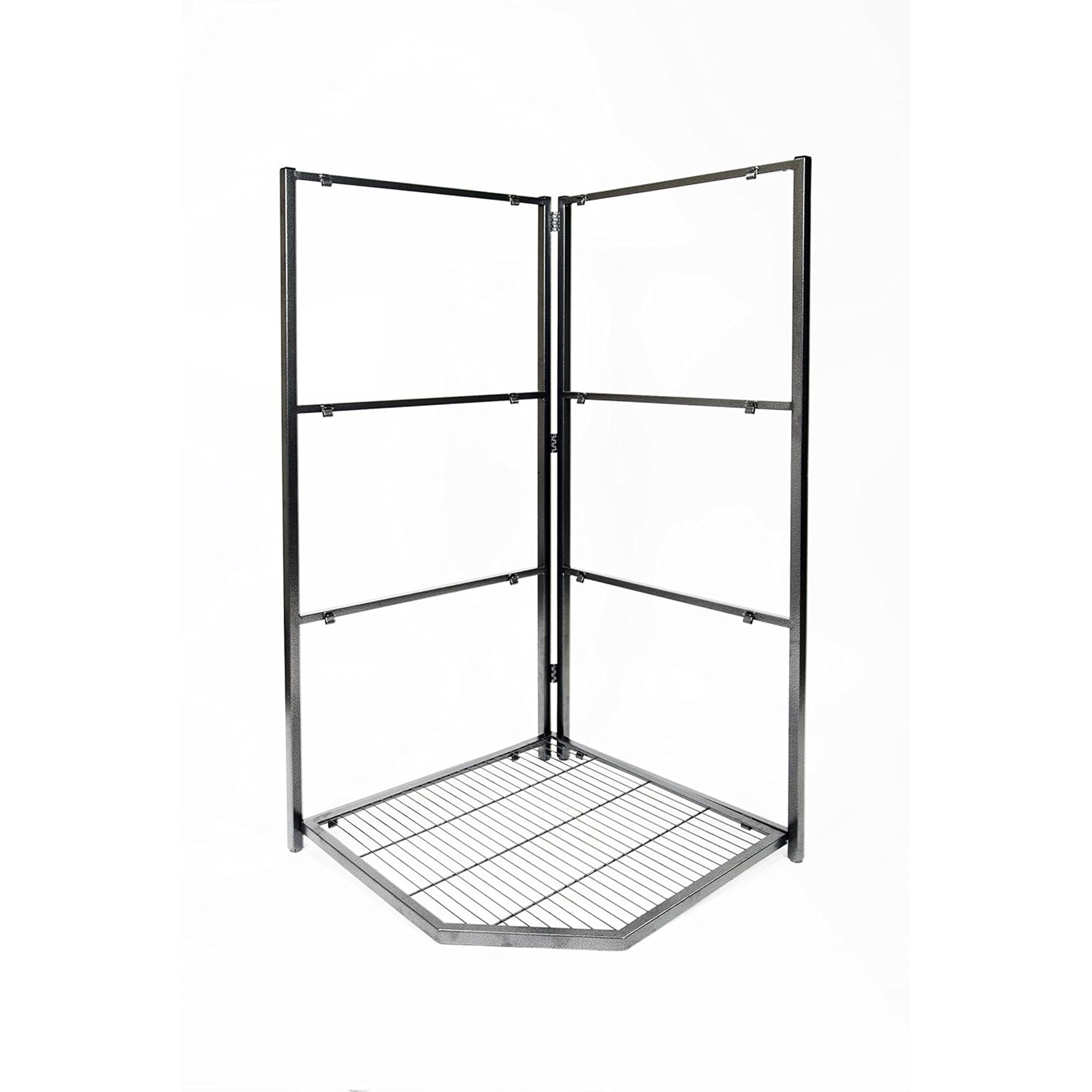 Origami 4 Tier Foldable Corner Shelving w/Wheels for Organization, Pewter (Used) - VMInnovations