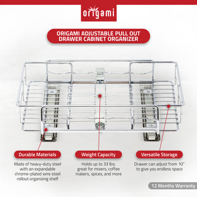 Origami Kitchen Sliding Pullout Cabinet Storage Organizer, Silver, 2PK(Open Box)
