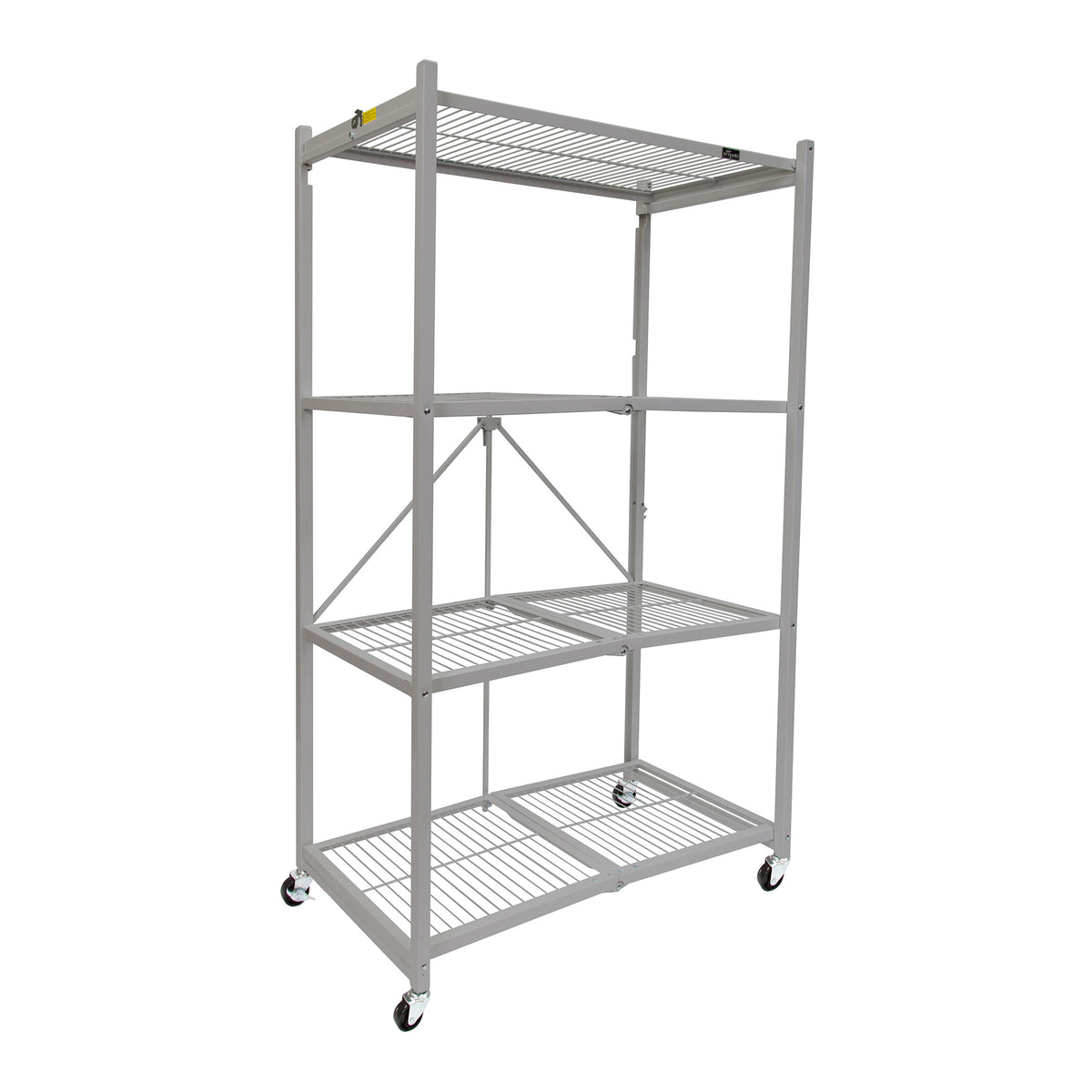 Origami 4-Pack R5-06W 4-Wheel 4-Shelf Folding Steel Wire Shelving Storage, Gray - VMInnovations