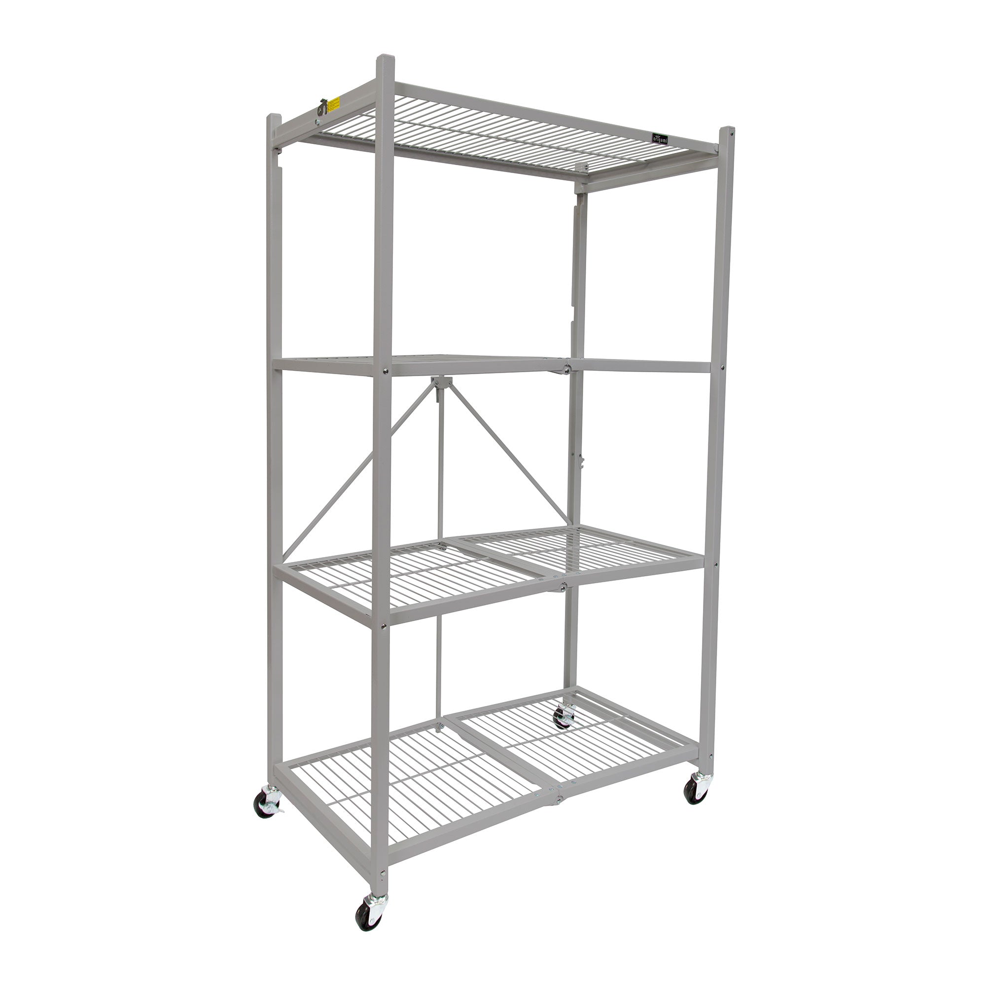 Origami 2-Pack R5-06W 4-Wheel 4-Shelf Folding Steel Wire Shelving Storage, Gray - VMInnovations