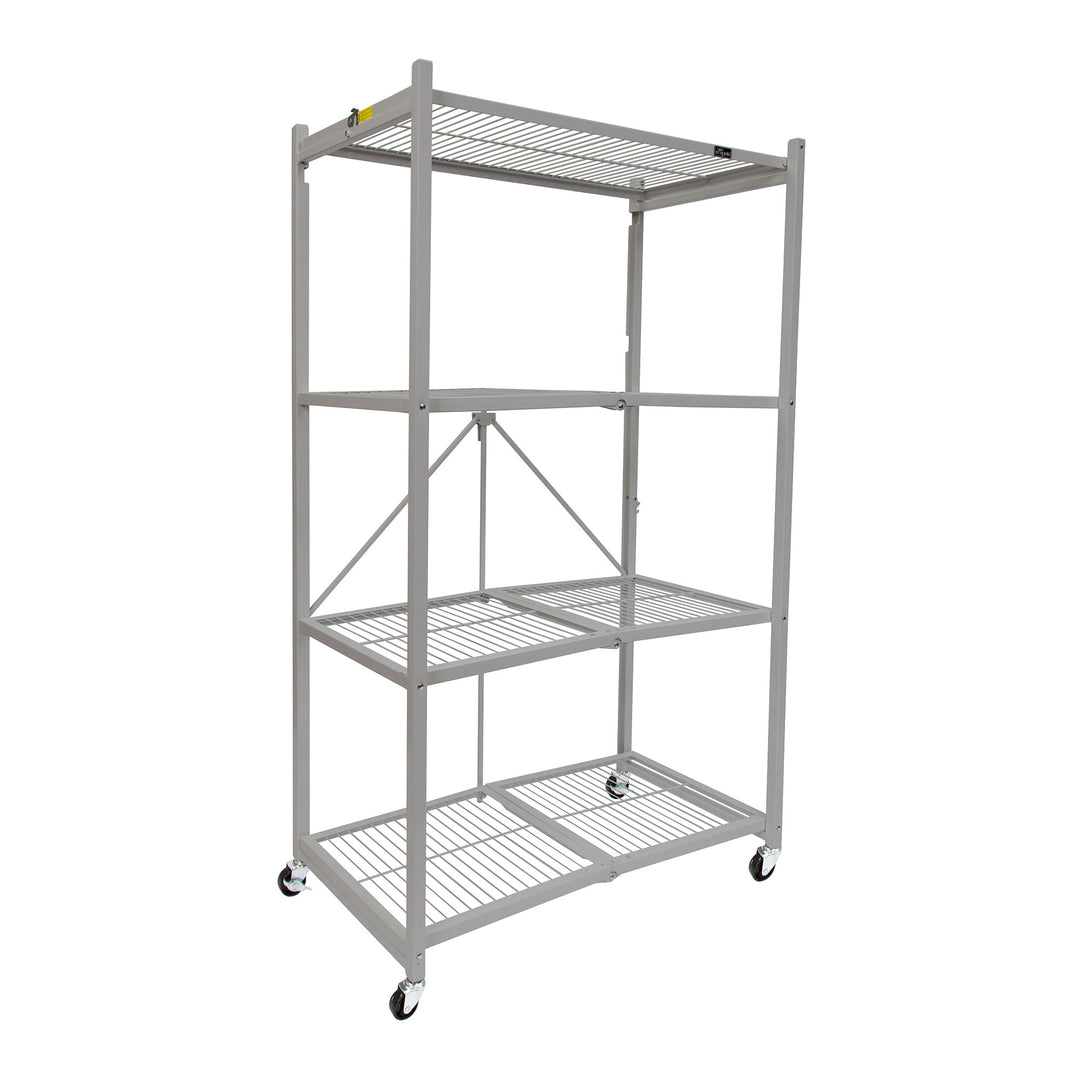 Origami 2-Pack R5-06W 4-Wheel 4-Shelf Folding Steel Wire Shelving Storage, Gray