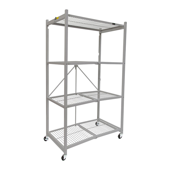 Origami 4 Tier Folding Storage Rack Unit w/ Set of 4 Magnetic Wire Shelf Liners - VMInnovations