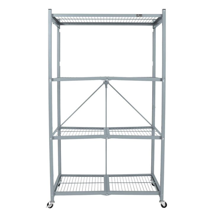 Origami 3-Pack R5-06W 4-Wheel 4-Shelf Folding Steel Wire Shelving Storage, Gray - VMInnovations