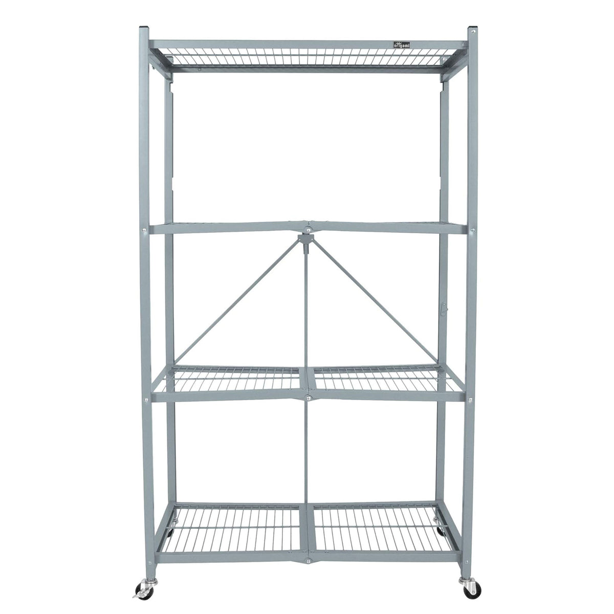 Origami 2-Pack R5-06W 4-Wheel 4-Shelf Folding Steel Wire Shelving Storage, Gray