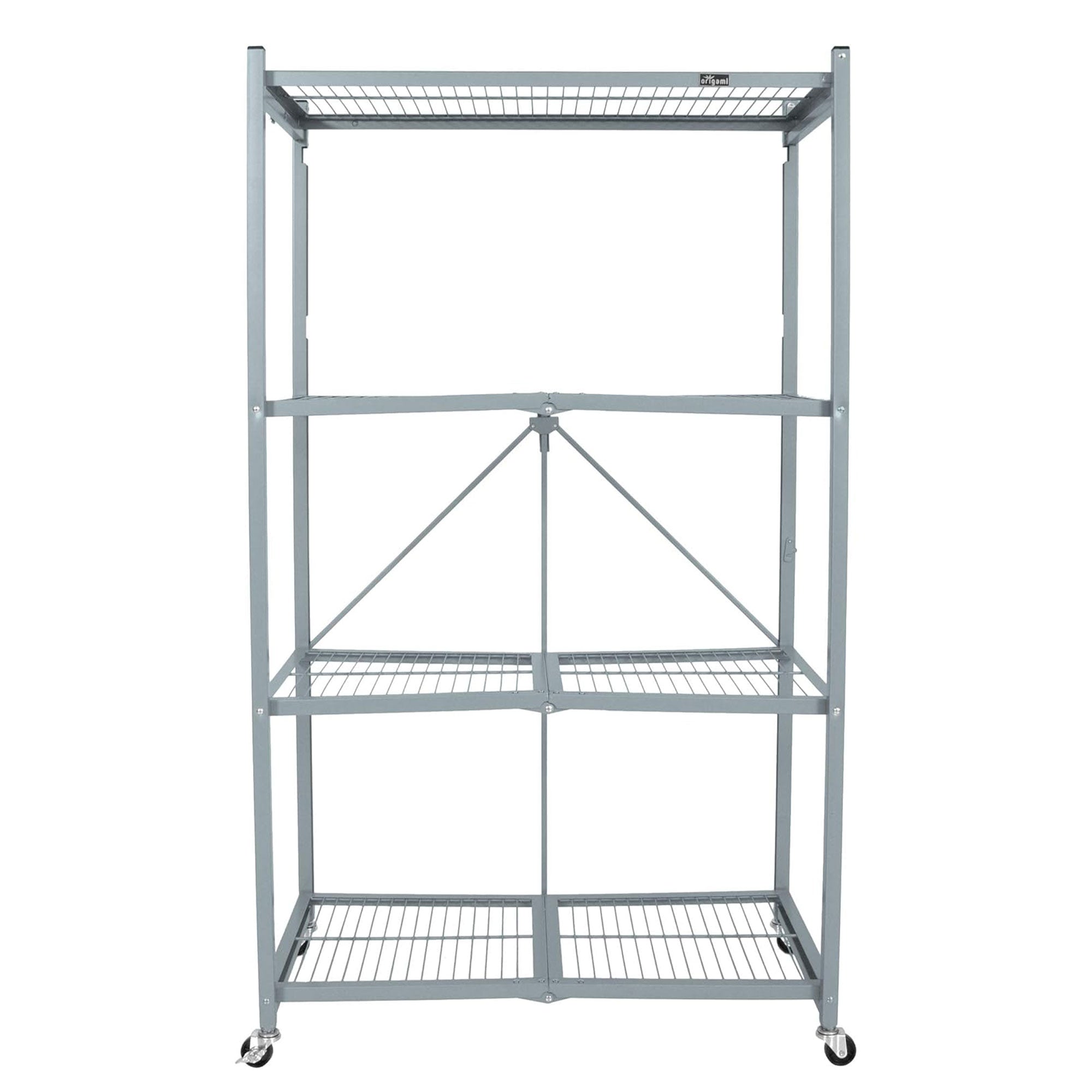 Origami 2-Pack R5-06W 4-Wheel 4-Shelf Folding Steel Wire Shelving Storage, Gray - VMInnovations