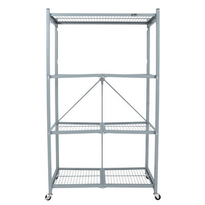 Origami 4-Pack R5-06W 4-Wheel 4-Shelf Folding Steel Wire Shelving Storage, Gray - VMInnovations