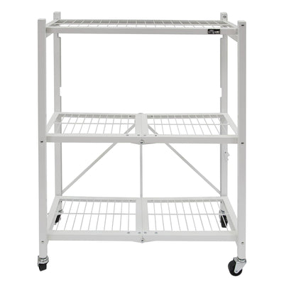 Origami 4-Pack General Purpose Foldable 3-Tier Shelf Storage Racks, R3, White - VMInnovations