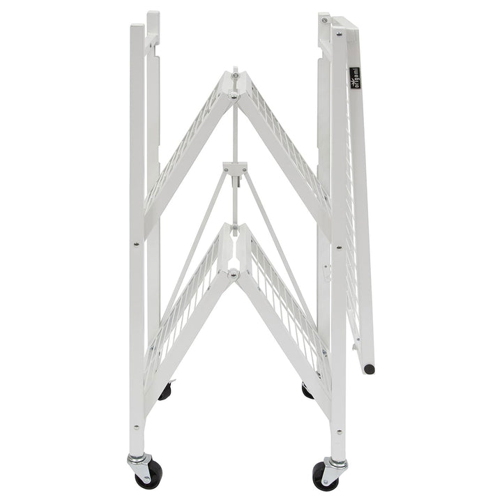 Origami 2-Pack General Purpose Foldable 3-Tier Shelf Storage Racks, R3, White