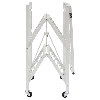 Origami R3 3 Tier Heavy Duty Foldable Rolling Shelving , White (Open Box) - VMInnovations