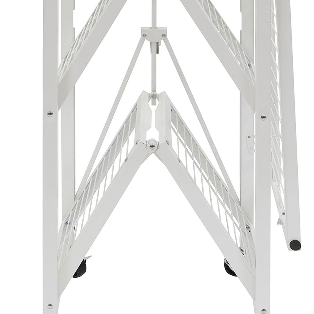 Origami R3 3 Tier Heavy Duty Foldable Rolling Shelving , White (Open Box) - VMInnovations