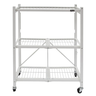 Origami 4-Pack General Purpose Foldable 3-Tier Shelf Storage Racks, R3, White - VMInnovations