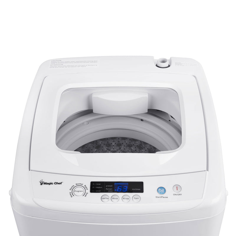 Magic Chef Compact Portable Top Load Washer w/Space Saving Design, White (Used)