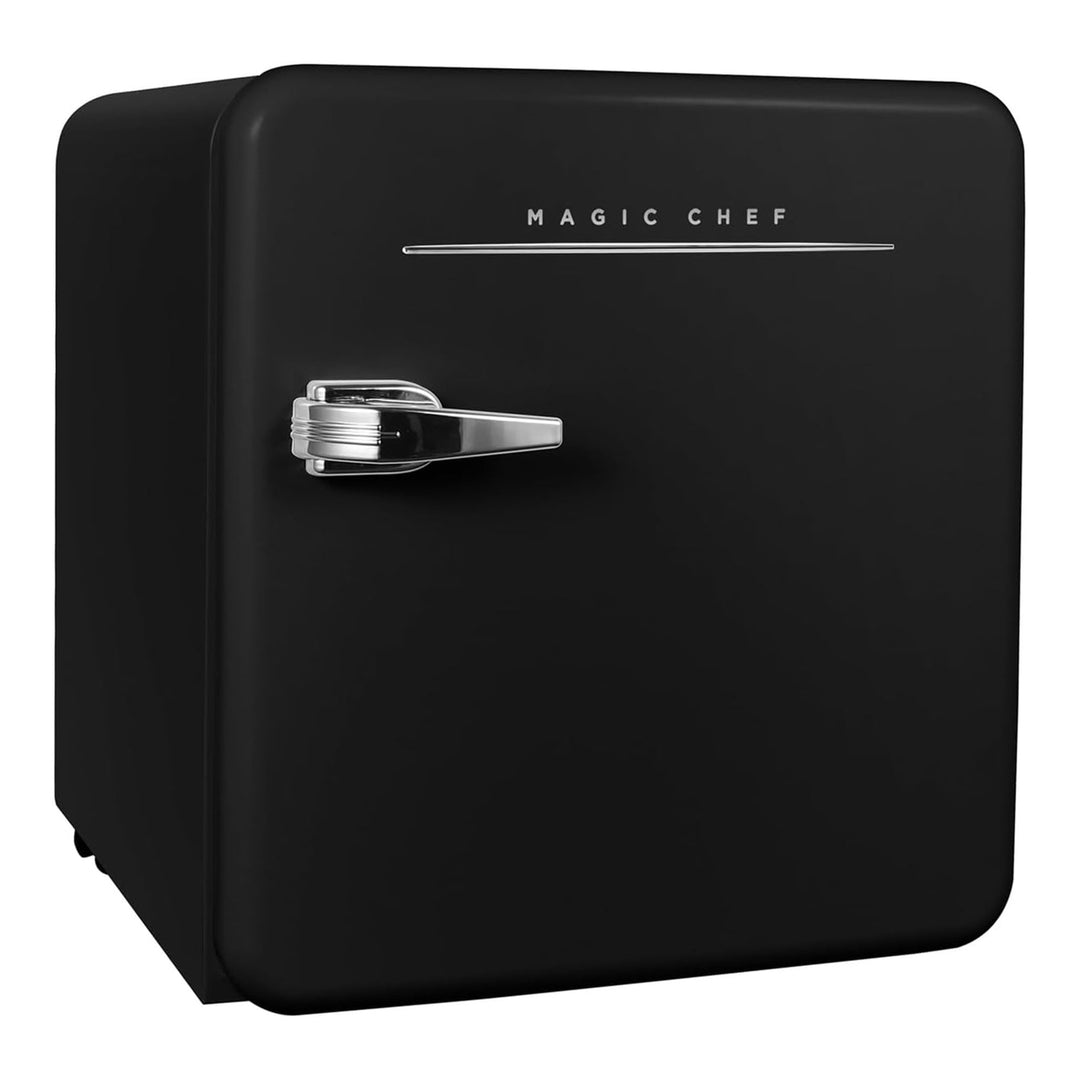 Magic Chef 1.6 Cu ft Retro Style Mini Fridge w/LED Light, Black (Open Box)