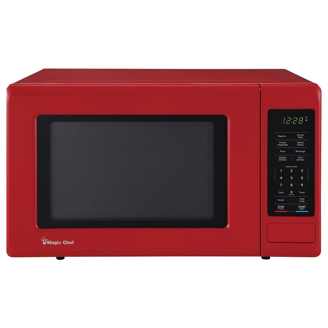 0.9 Cubic Feet 900 W Stainless Countertop Microwave, Red (Open Box)