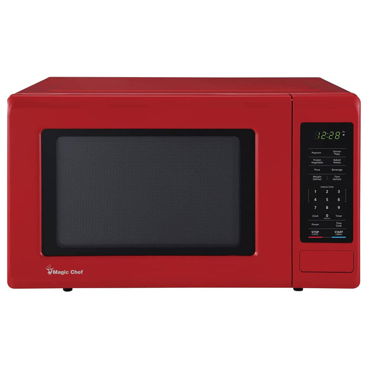 Magic Chef 0.9 Cubic Feet 900 Watt Stainless Countertop Microwave Oven,Red(Used)