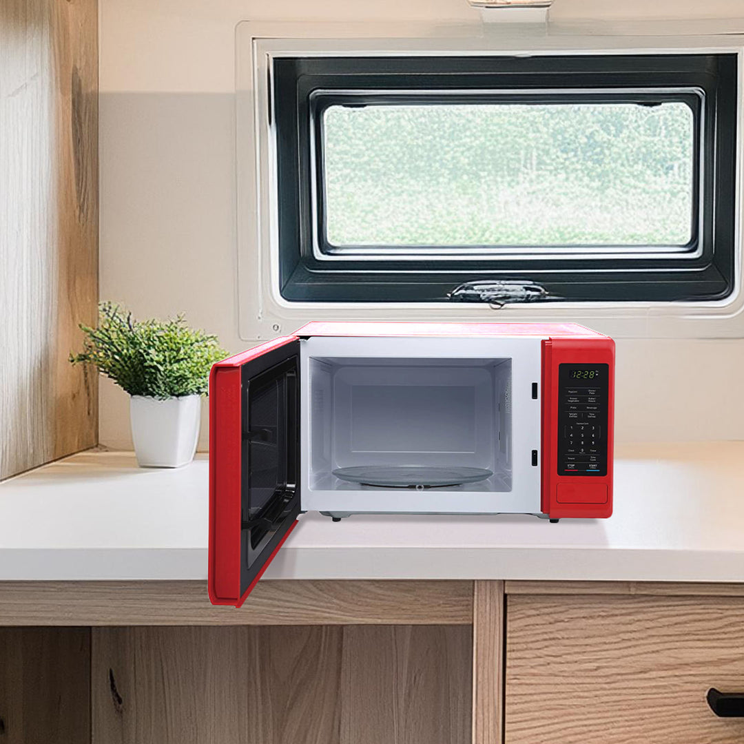 0.9 Cubic Feet 900 W Stainless Countertop Microwave, Red (Open Box) - VMInnovations