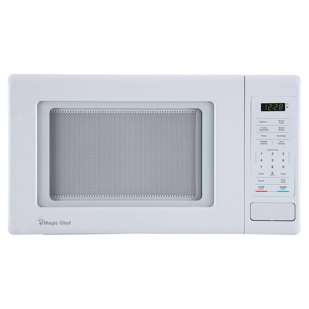 Magic Chef 0.9 Cubic Feet 900 Watt Stainless Microwave Oven, White (Open Box)