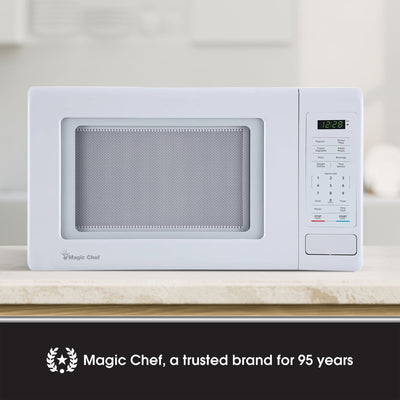 Magic Chef 0.9 Cubic Feet 900 Watt Stainless Microwave Oven, White (Open Box)