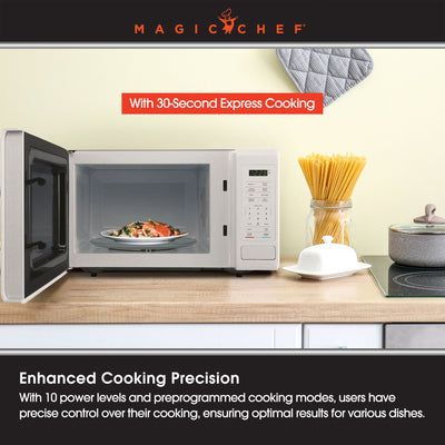 Magic Chef 0.9 Cubic Feet 900 Watt Stainless Microwave Oven, White (Used)