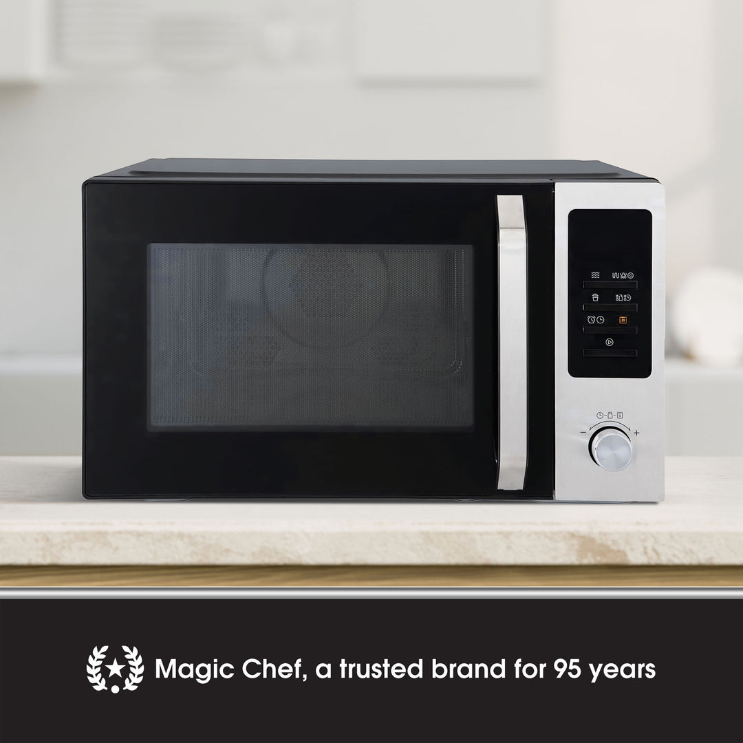 Magic Chef 1.0 Cubic Feet Stainless Microwave w/Air Fryer, Black (Open Box)