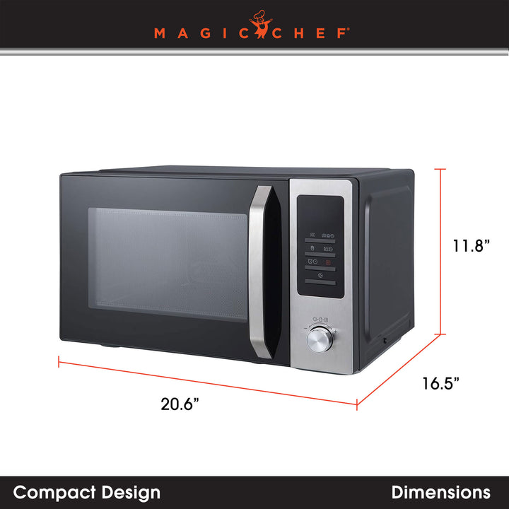 Magic Chef 1.0 Cubic Feet Stainless Microwave w/Air Fryer, Black (Open Box)