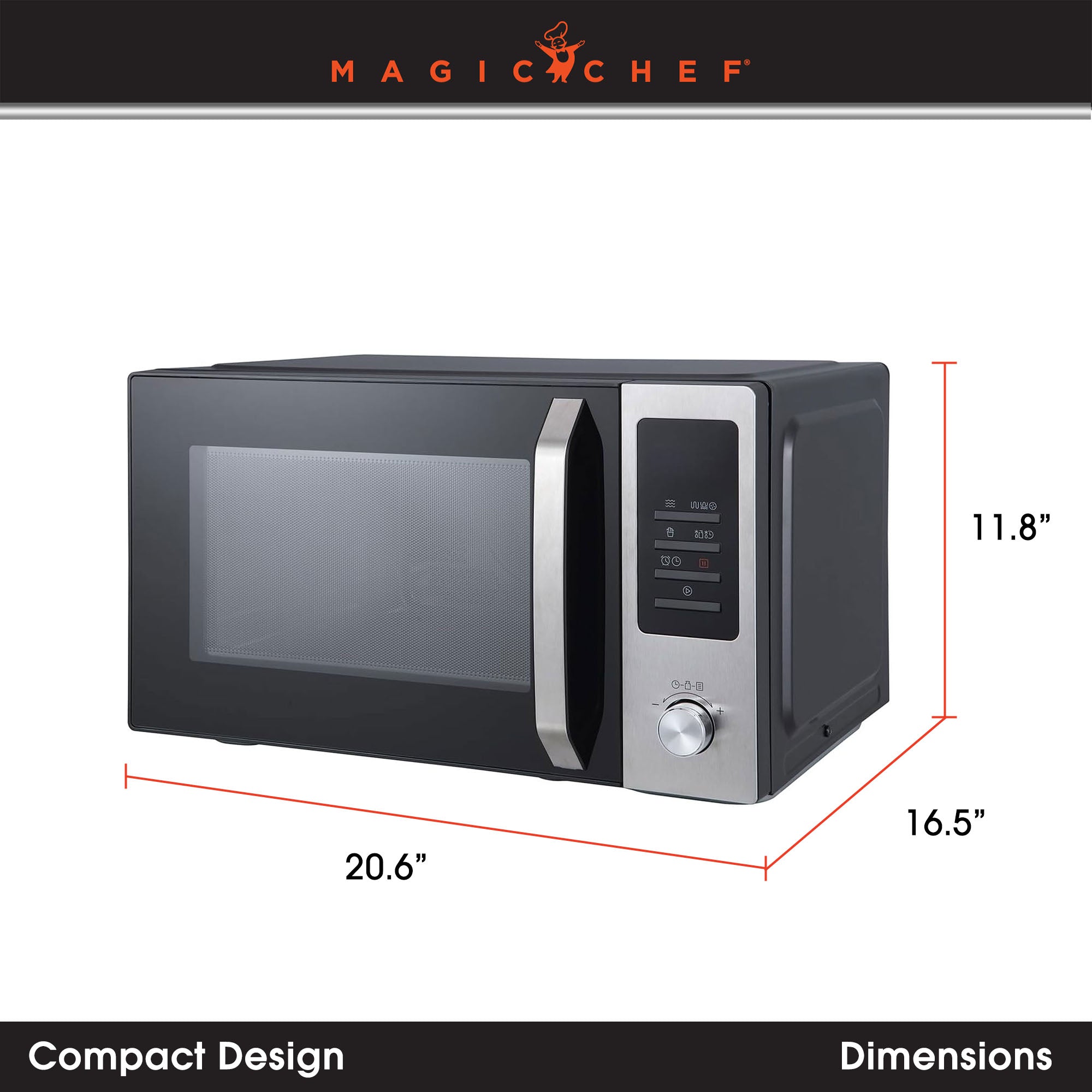 Magic Chef 1.0 Cubic Feet Stainless Microwave w/Air Fryer, Black (Open Box) - VMInnovations
