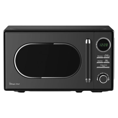 Magic Chef 0.7 Cubic Feet 700 Watt Classic Retro Microwave, Black (Damaged)