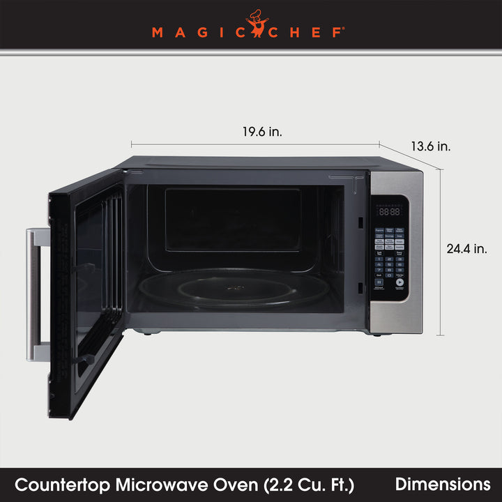 Magic Chef 1,200 Watt 2.2 Cubic Feet Digital Touch Countertop Microwave, Silver