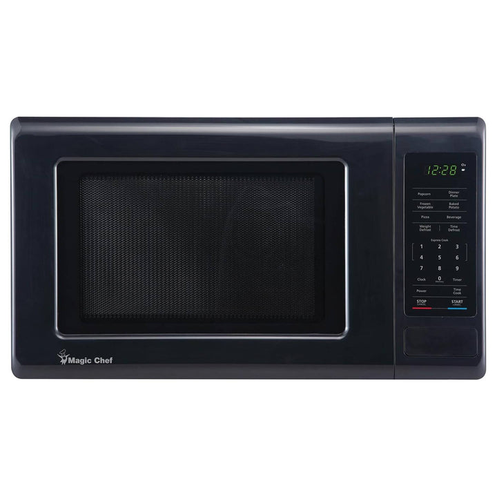 Magic Chef 0.9 Cubic Feet 900W Small Stainless Countertop Microwave Oven, Black