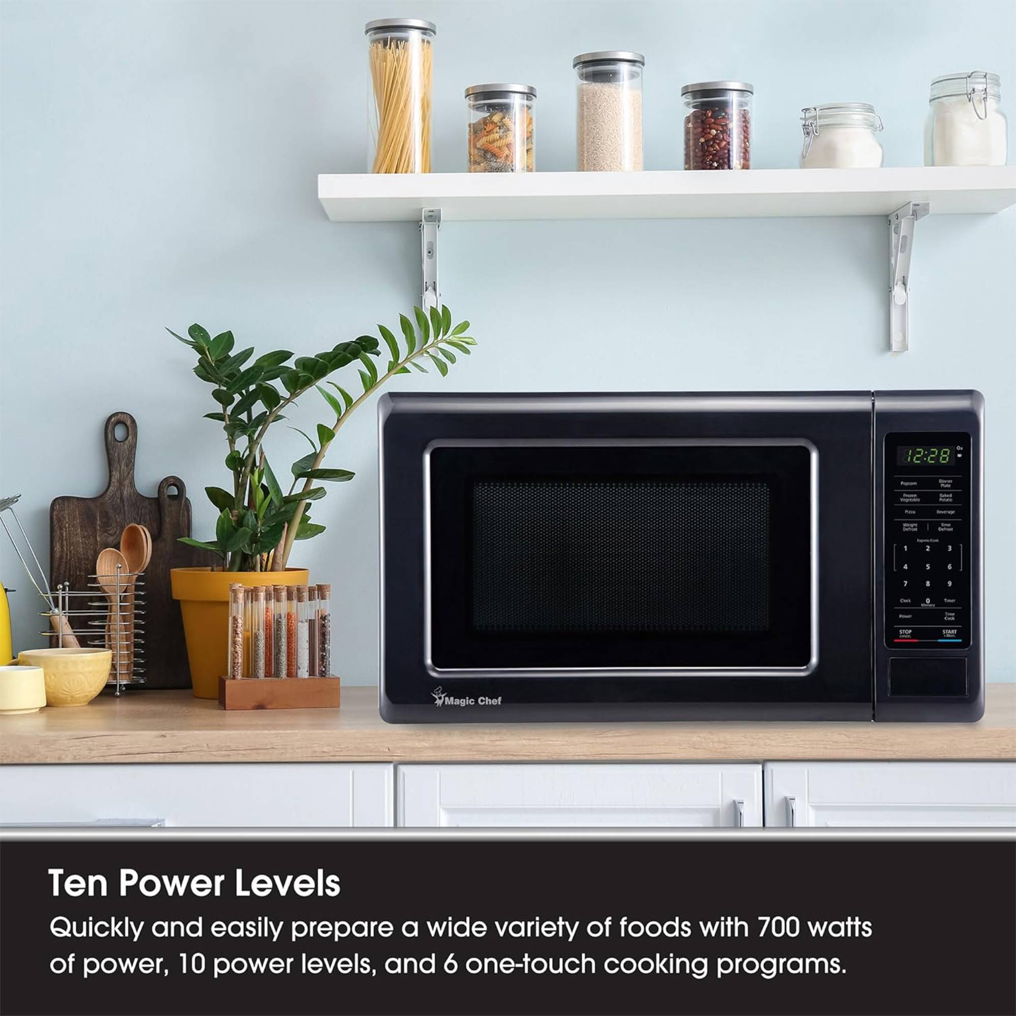Magic Chef 0.9 Cubic Feet 900 Watt Stainless Microwave Oven, Black (Open Box) - VMInnovations