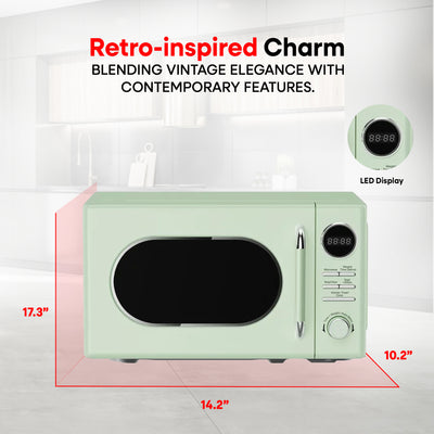 Magic Chef 0.7 Cubic Feet 700 Watt Classic Retro Countertop Microwave, Green