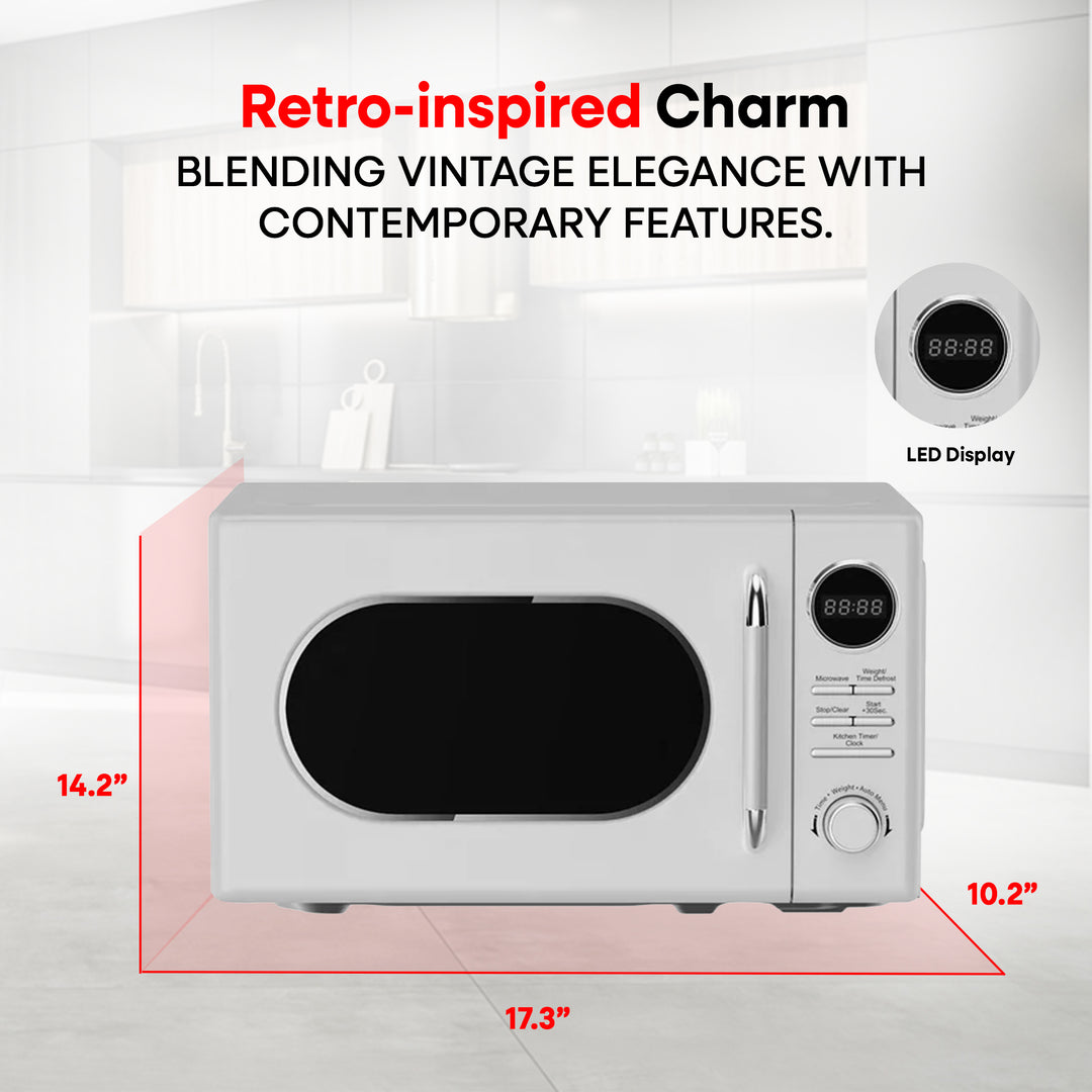 Magic Chef 0.7 Cubic Feet 700 Watt Retro Countertop Microwave, White (Open Box)
