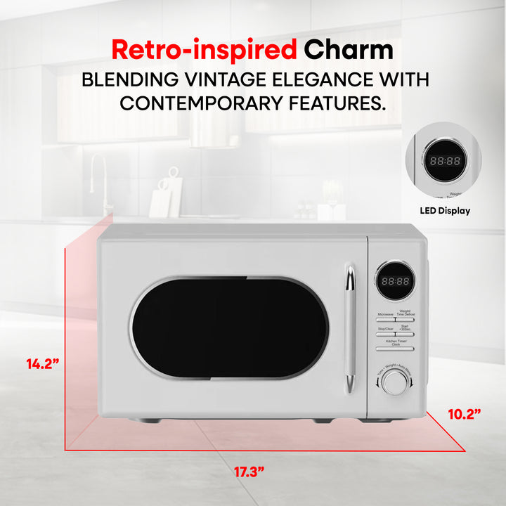 Magic Chef 0.7 Cubic Feet 700 Watt Retro Countertop Microwave, White (Open Box)