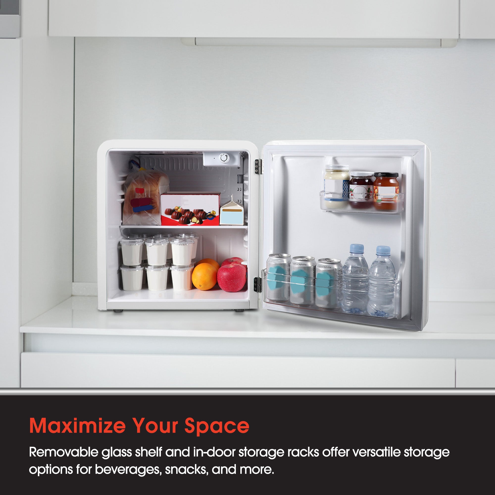 Magic Chef 1.6 Cubic Feet Retro Style Mini Fridge w/Interior LED Light,Red(Used) - VMInnovations