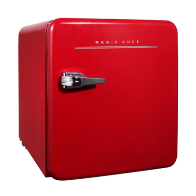 Magic Chef 1.6 Cubic Feet Retro Style Mini Fridge with Interior LED Light, Red