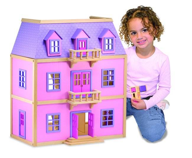 Melissa & Doug Deluxe Multi-Level Pink Wood Dollhouse