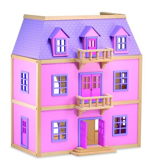 Melissa & Doug Deluxe Multi-Level Pink Wood Dollhouse