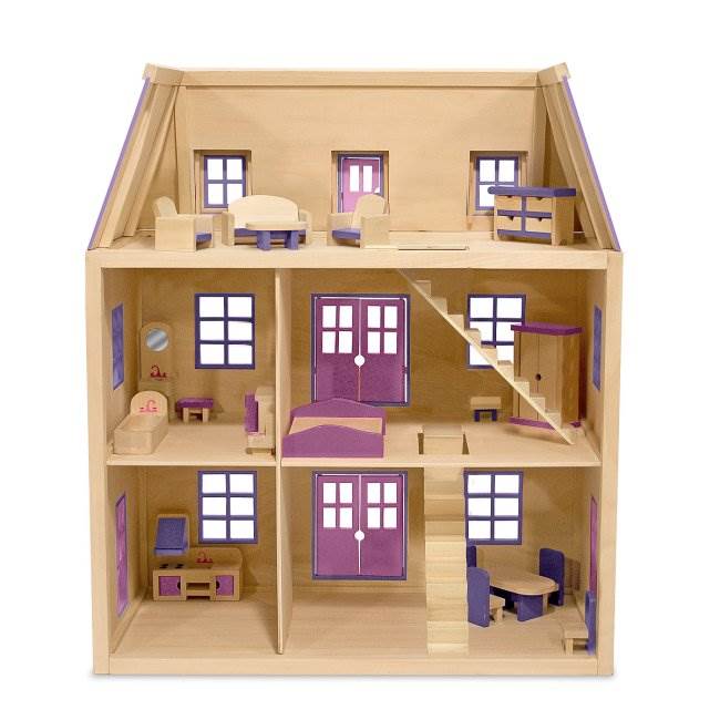 Melissa & Doug Deluxe Multi-Level Pink Wood Dollhouse