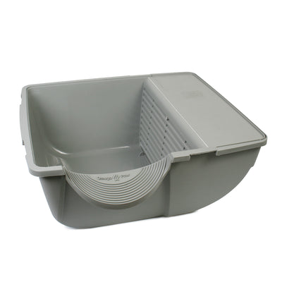 Omega Paw Roll 'n Clean Self Cleaning Cat Litter Box with Tray, Regular, Taupe - VMInnovations