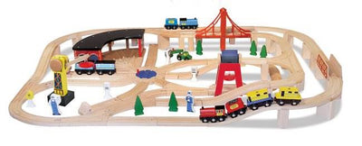 Melissa & Doug Deluxe Wooden Railway Set