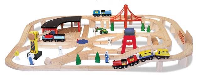 Melissa & Doug Deluxe Wooden Railway Set