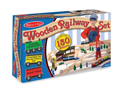 Melissa & Doug Deluxe Wooden Railway Set
