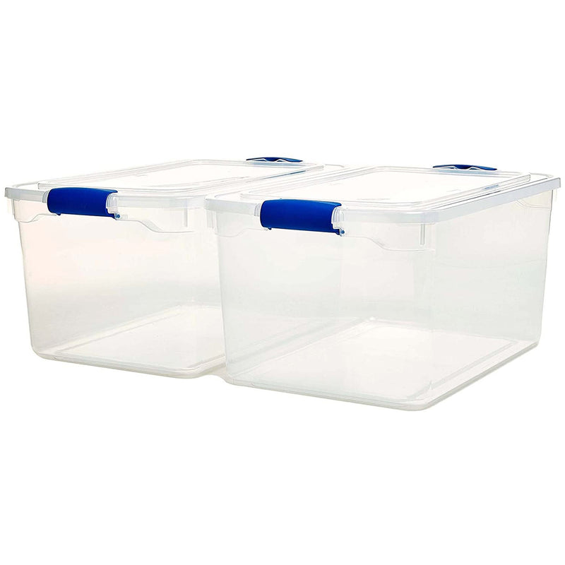Homz 66 Qt Heavy Duty Modular Stackable Containers, Clear, 2 Pack (Open Box)