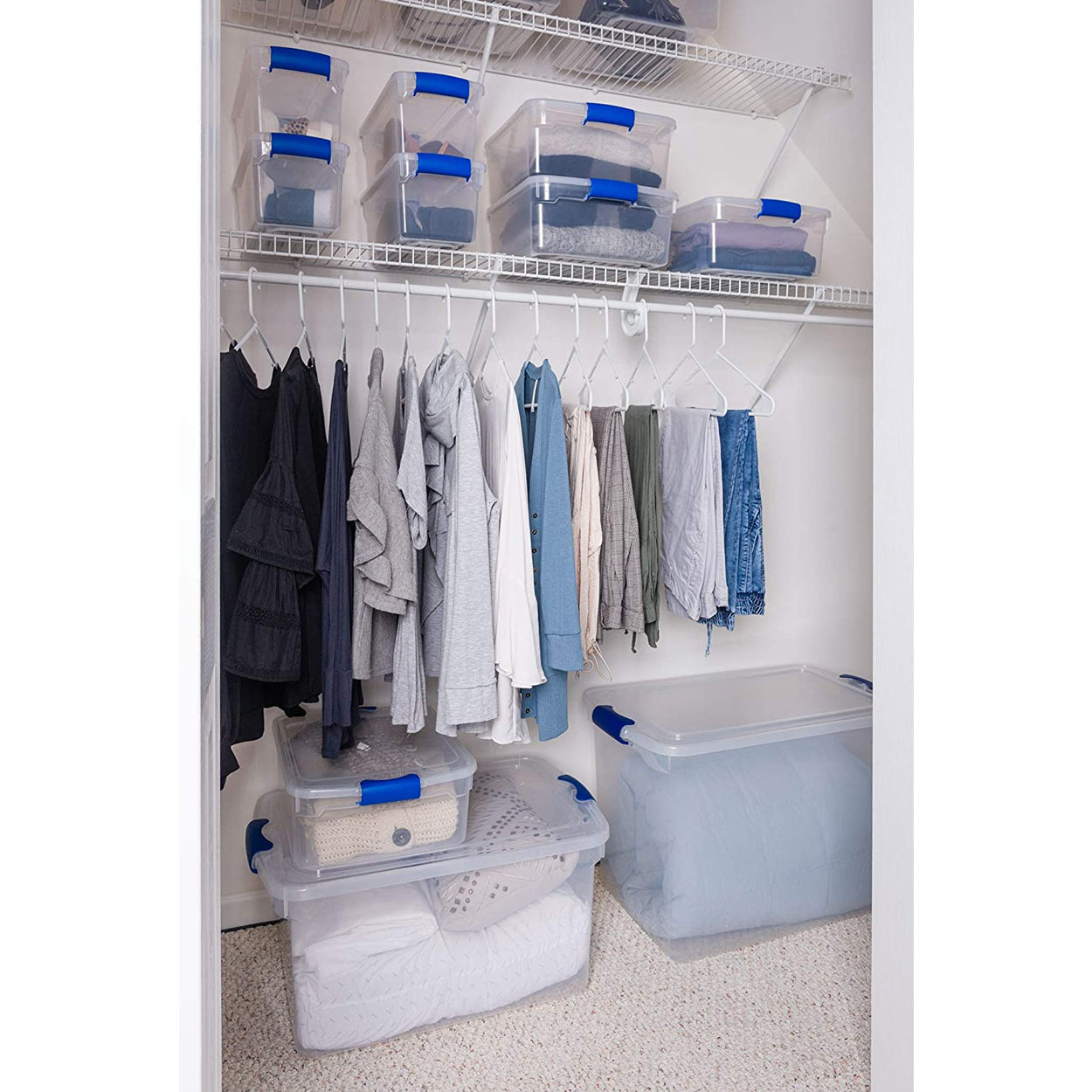 Homz 66 Quart Heavy Duty Modular Stackable Storage Containers, Clear, 8 Pack - VMInnovations