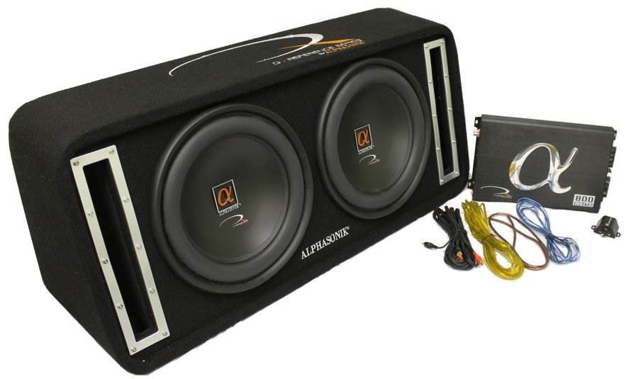 ALPHASONIK APTPK3 12" 800W Car 2) Subwoofers+Box+Amp - USED